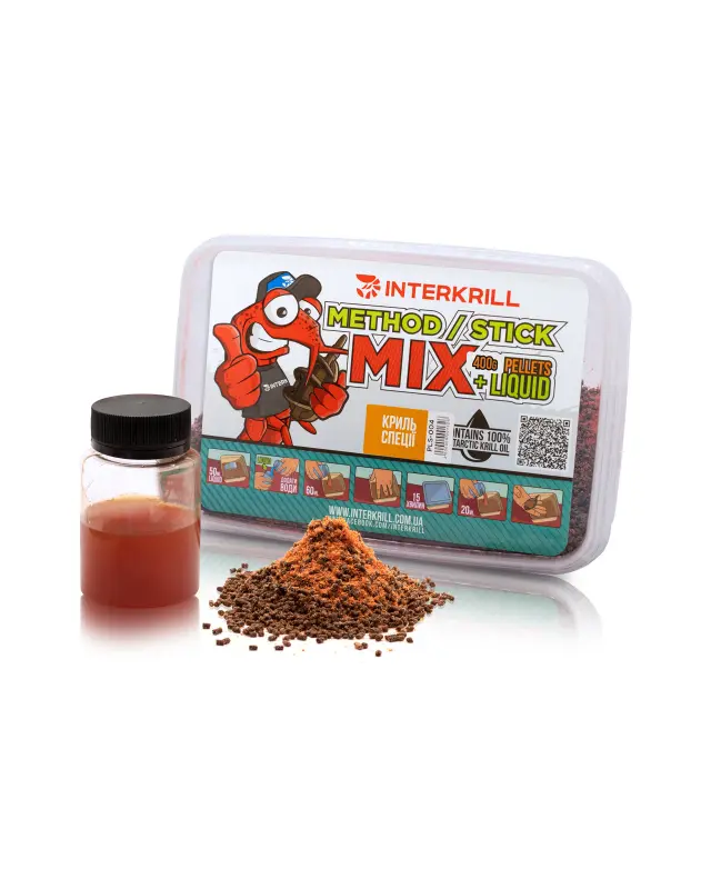Пеллетс InterKrill Method/Stick Mix krill-spices 400g 