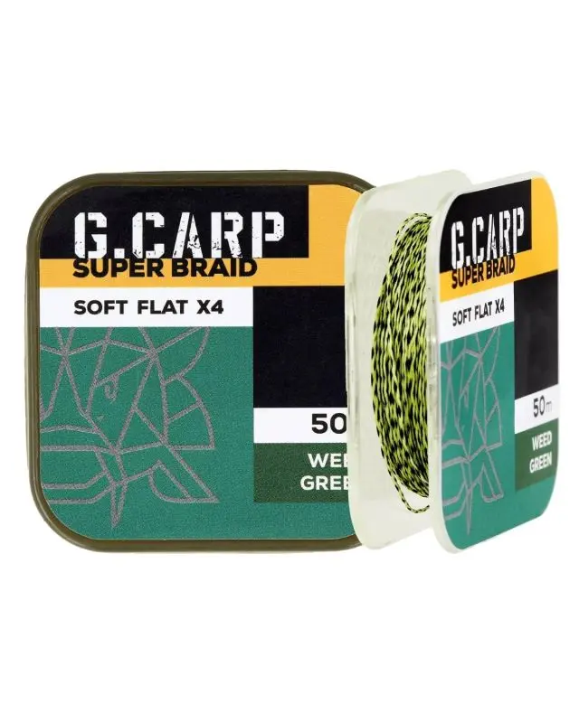 Поводочный материал Golden Catch G.Carp Super Braid Soft Flat X4 50m 15lb weed green