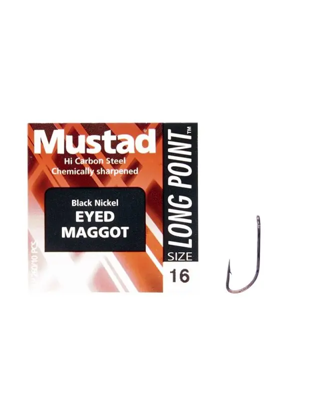 Крючок Mustad Eyed Maggot 90338BLN/LP260 №16(10)