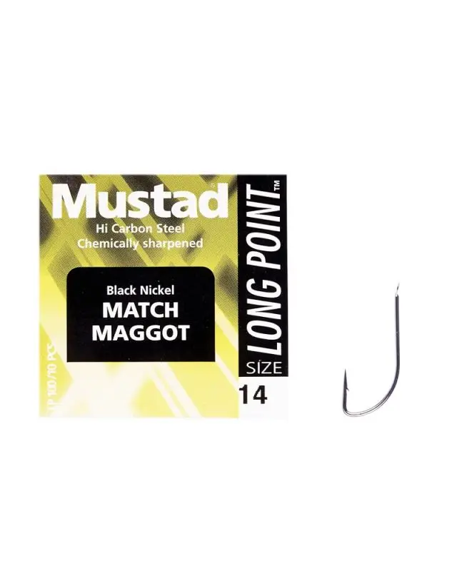 Крючок Mustad Match Maggot 90339BLN/LP100 №14(10)