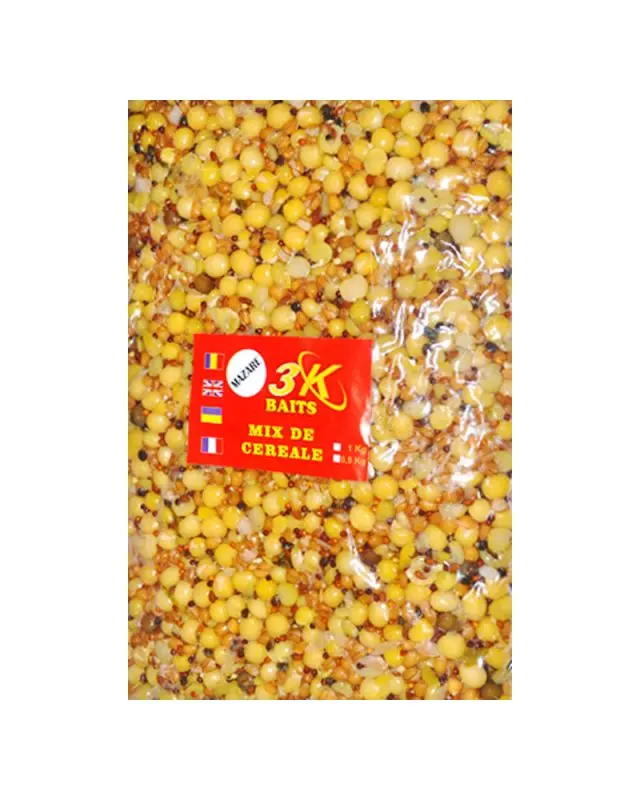 Прикормка 3K Baits зерновой микс кукуруза(с горохом)1kg