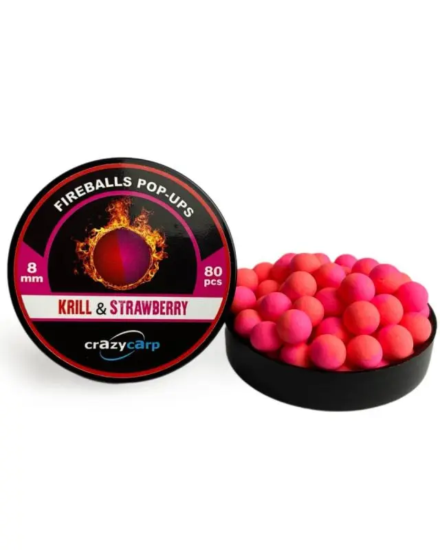 Бойли Crazy Carp Pop-ups Fire 8mm krill&strawbery(80шт)