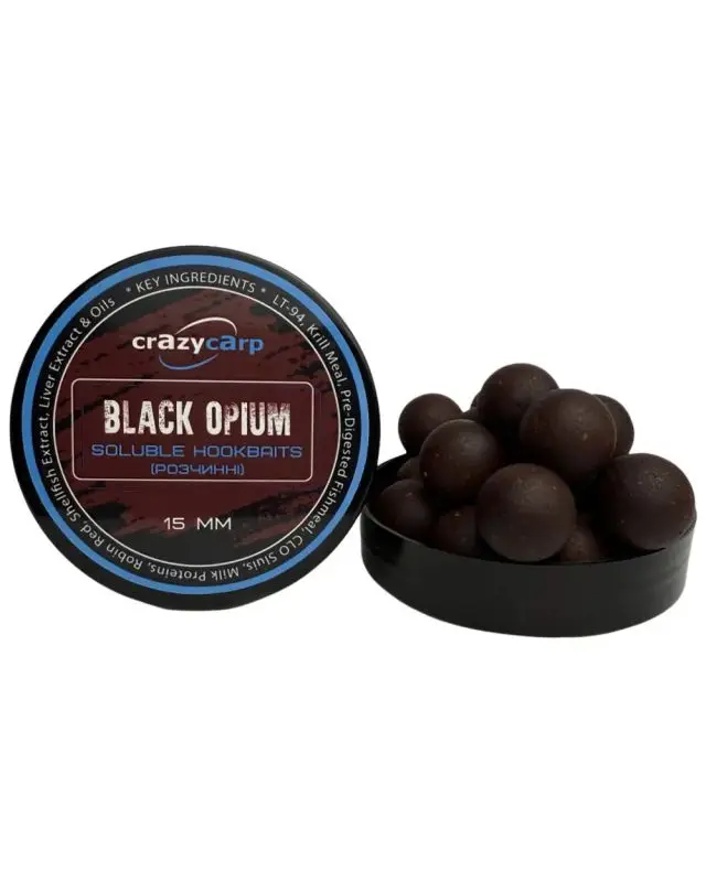 Бойли Crazy Carp Hookbaits Soluble 15mm black opium 125g