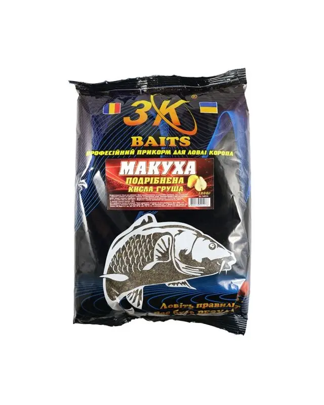 Прикормка 3K Baits макуха подрібнена (кисла груша) 1kg