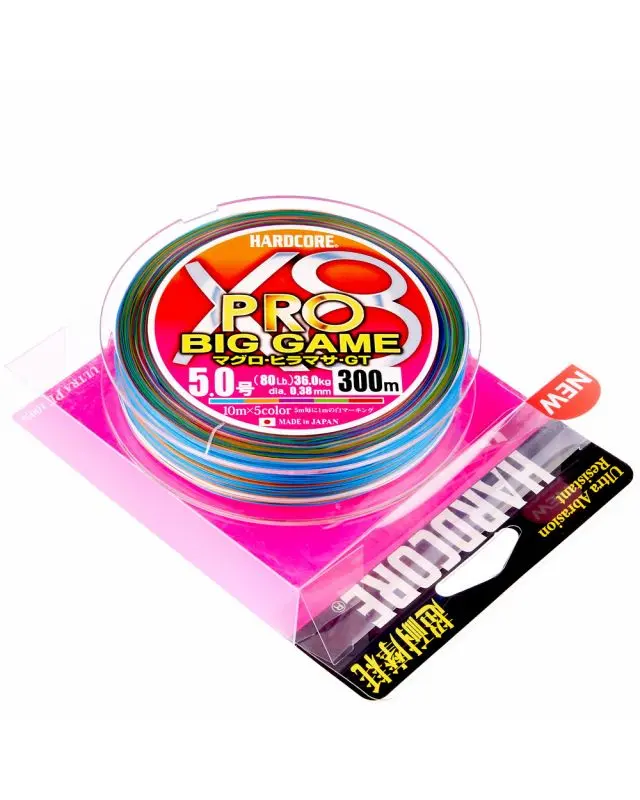 Шнур Duel Hardcore X8 Pro Big Game 300m PE5.0 80lb multicolor