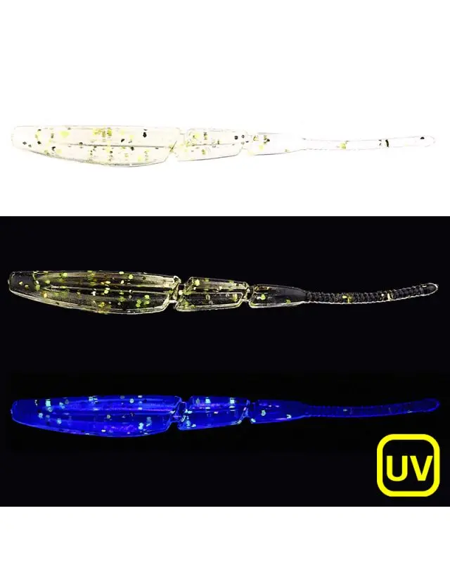 Силікон FishUp Aji Triple Stick 1.9" (10шт) 412 UV clear/chartreuse