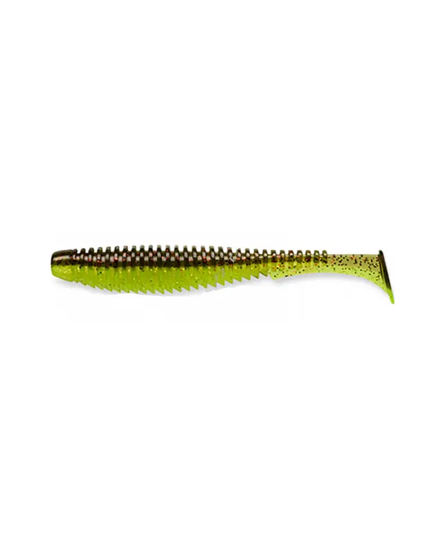 Силікон FishUp U-Shad 3"(9шт)203 green pumpkin/flo chartreuse